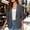 Gray, variant on Casual Blazer Jackets Single Gold Button Notched Lapel Roll Tab 3/4 Sleeve Dual Pocket Open Front Layering Outerwear for Women