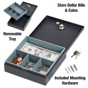 SentrySafe DS-1 Cash Box Safe with Privacy Key Lock and Removeable Tray, 2.1 in x 6.8 in x 6.9 in, Black
