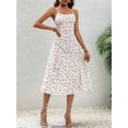 thumbnail image 2 of Women'S Floral Summer Dress Spaghetti Strap Midi Dress Backless Split Dress Vacation Beach Boho Dress White M, 2 of 3