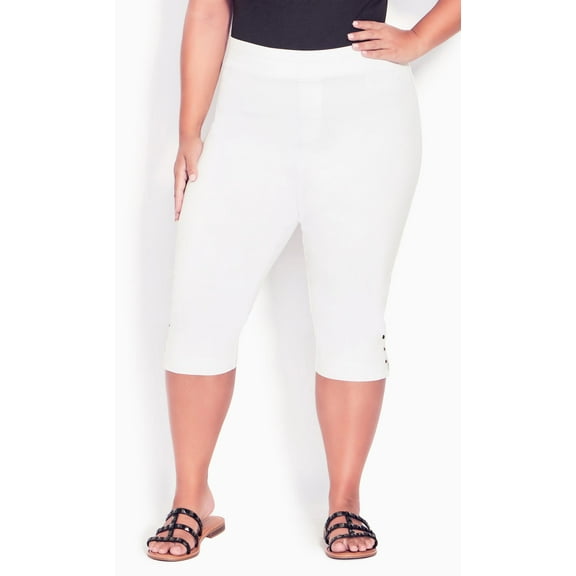 Avenue Women's Plus Size Gracie Eyelet High Rise Capri Pants