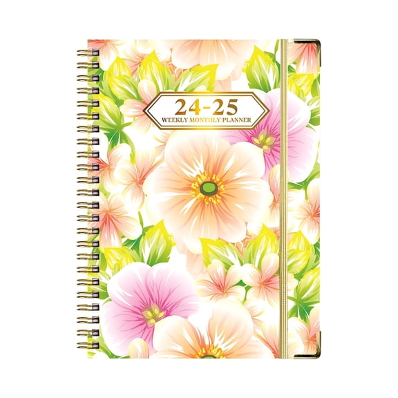 CCOCC 2024-2025 Weekly Appointment Book & Planner,Daily Hourly Planner 2024-2025,8.5" x 6.2",30-Minute Interval,Lay - Flat,Spiral Binding,Thick Paper - Flower Printed