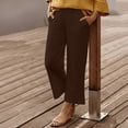 thumbnail image 6 of qelini Wide Leg Ankle Pants Women Straight Leg Trousers Pockets Elastic Waist Solid Color Casual Pants, 6 of 9