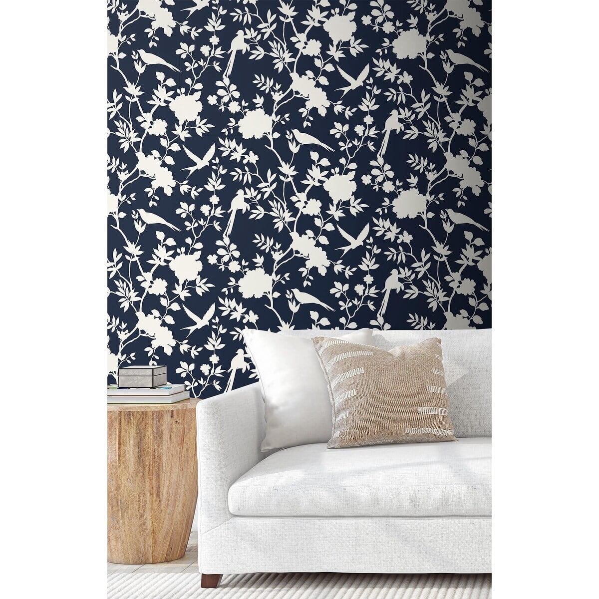 Luxe Haven Mono Toile Peel and Stick Wallpaper Midnight Blue