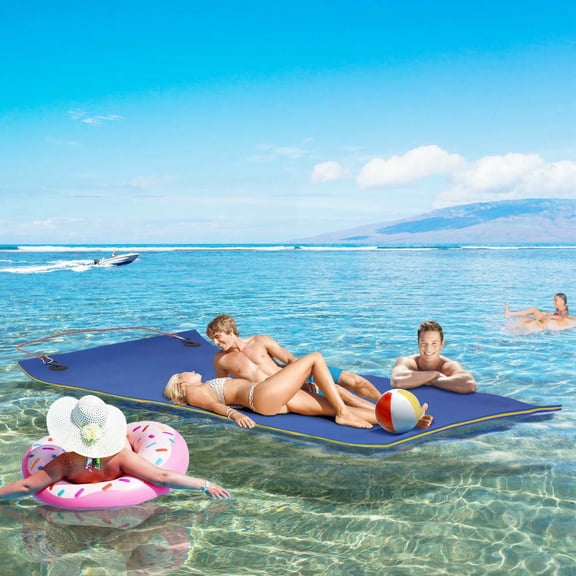 Resenkos 9x6 Foot Floating Water Mat for Lake, Pool and Ocean Recreation - Blue
