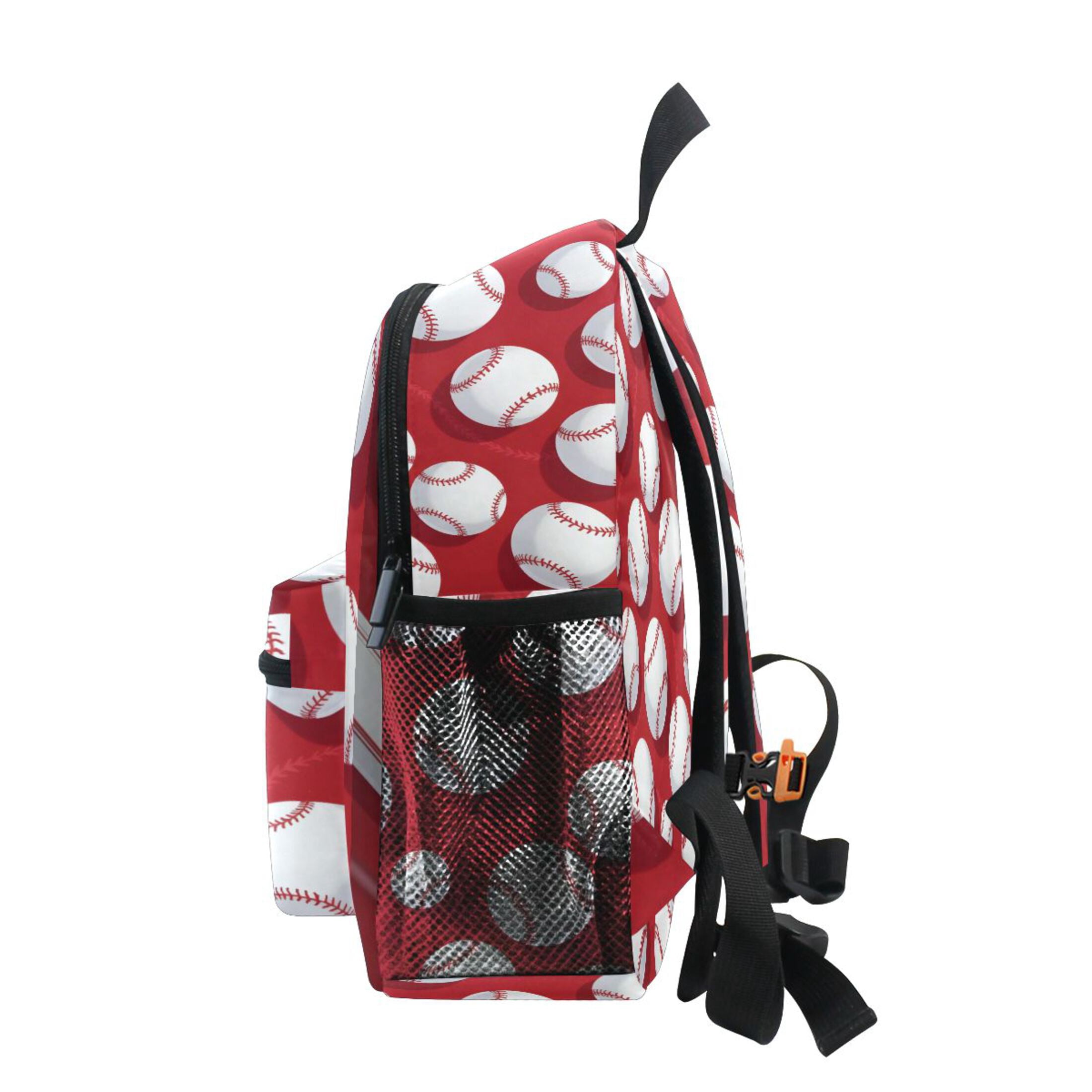 Baseball Exercise Red Pattern Mini Backpack Cute Small Backpack with Chest Strap and Whistle Ages 3-8