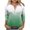 Green, variant on Women's V Neck Ombre Color 3/4 Sleeve Tops Tees Tshirts Shirts Blouse with Gradient Effect for Fashionable Everyday Wear My Items