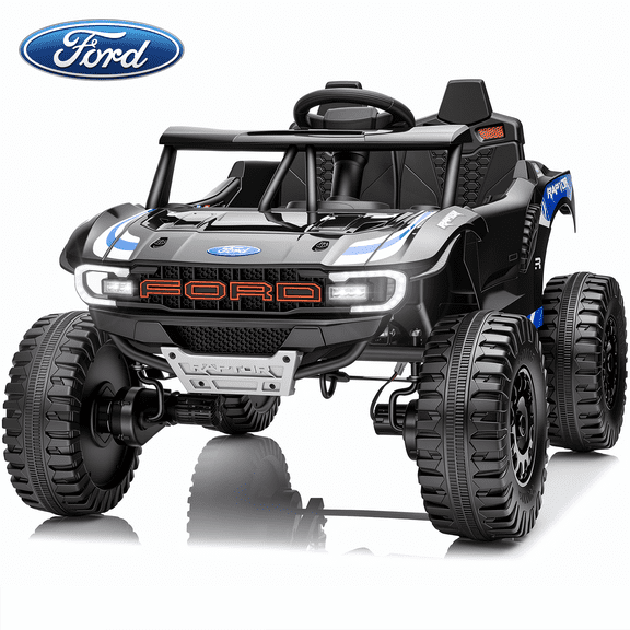 Joyracer Licensed Ford Raptor 24V 800W 4WD Kids Ride on Toys, 2 Seater Ride On Car with Remote Control, Bluetooth Music, 3 Speeds, Ages 3-8, Black