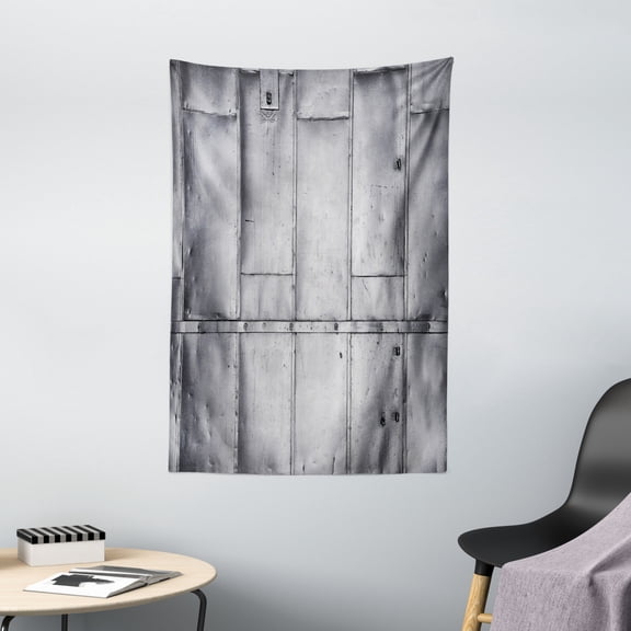 Industrial Tapestry, Steel Panels Industrial Wall Theme Aluminum Background Futuristic Engineering Print, Wall Hanging for Bedroom Living Room Dorm Decor, 40W X 60L Inches, Silver, by Ambesonne