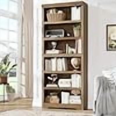 Estantería Ajustable de 6 Niveles, Librero de Almacenamiento Abierto de 75" H x 31.5" W, Estante de Exhibición de MDF Estilo Farmhouse con Herrajes Anti-vuelco para Oficina en Casa, Sala de Estar,
