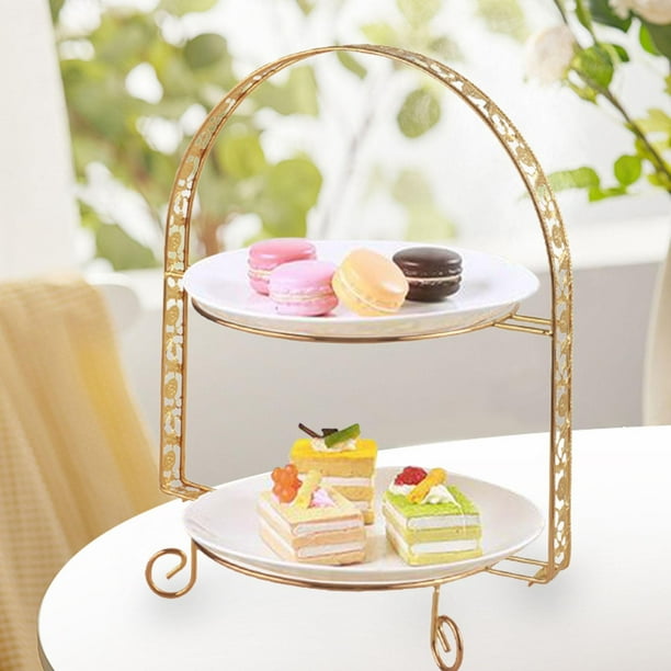 Soporte para pasteles de 2 niveles sin plato, soporte para postres, centro de mesa, estante para postres de frutas para bodas, cumpleaños, celebración BLESIY Puesto de pasteles