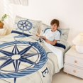 thumbnail image 3 of spefrowx Vintage Wooden Nautical Compass King Sheets for Kids, Navy Rope Anchor Bedding, 4-Piece, 1 Flat Sheet, 1 Fitted Sheet and 2 Pillowcases, 3 of 5