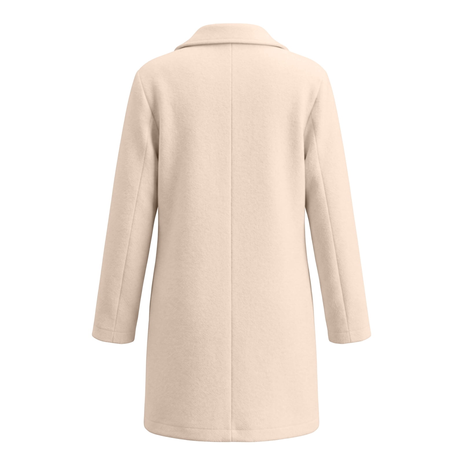 SONXAHE Double Breasted Wool Blend Coat For Women Lapel Long Sleeve Outerwear Mid Length Overcoat