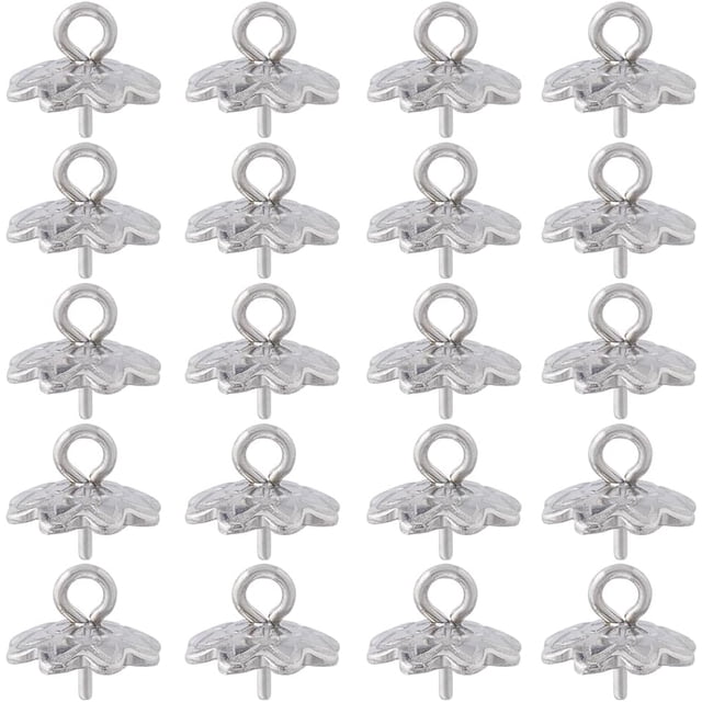 1 Boîte 120 Pcs Embouts de Perles en Acier Inoxydable pour Fabrication de Bijoux DIY Demi-Perles Perlées