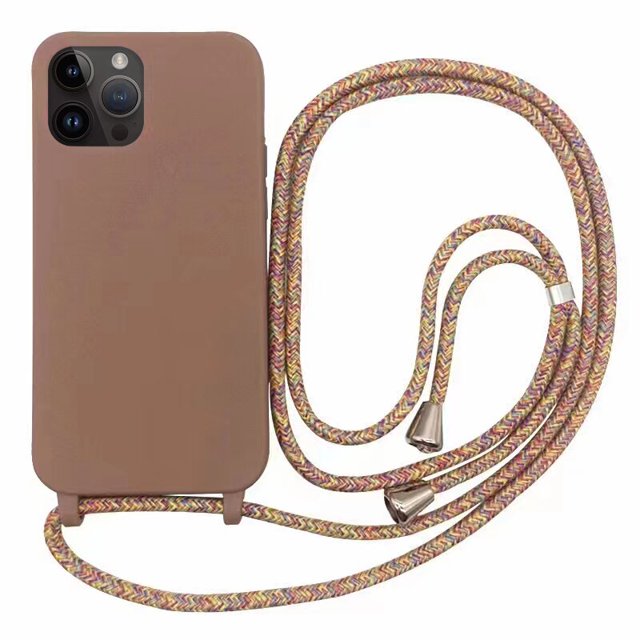Funda de teléfono con correa de collar cruzado para iPhone 14 Plus 13 12 Mini 11 Pro XS Max XR X funda trasera de TPU suave de silicona Fivean unisex
