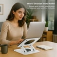 thumbnail image 5 of Swivel Laptop Stand for Desk – Adjustable Laptop Riser with 360° Rotation, Height & Tilt, Vented Metal Cooling Panel, Portable Folding Stand (White), 5 of 10