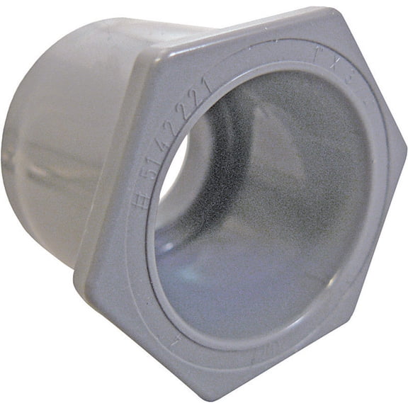 Cantex Conduit Fitting Reducer, 1-1/4 in x 1 in, Glue, PVC, Plain, Red 5142222