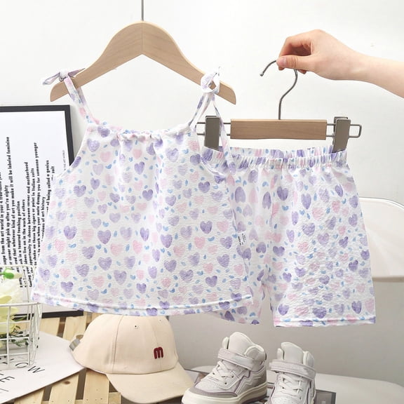 Rvasteizo Toddler Outfits Girl Floral Print Sleeveless Cami Top Round Neck Shorts Set Soft Summer Wear for Little Girls