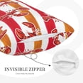 thumbnail image 2 of Plush Throw Pillow Covers, Lobster Stripes Pillow Cases with Invisible Zipper, Breathable Microfiber Pillow Cases Standard Size for Sleeping Bedroom Sofa Living Room 20x30, 2 of 5