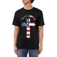 thumbnail image 1 of Camisetas de algodón para hombre con la bandera estadounidense de Jesús y la cruz, camisetas casuales básicas de cuello redondo, 1 of 6