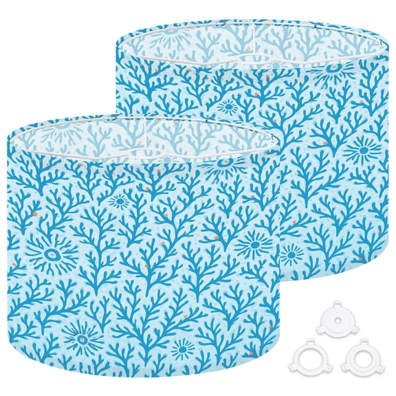 Lamp Shades Set of 2 Easy Assembly Blue Red Coral Geometric Ocean Drawn for Summer Scrapbooking Drum Lampshades for Table Lamps Floor Lamps Pendant Light 13"x13"x10" Replacement Lamp Shade