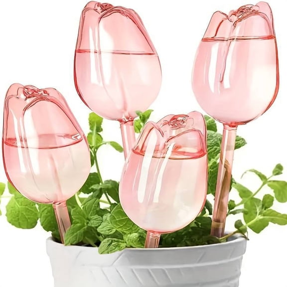 4 Pack Self-Watering Plant Spikes, Automatic Slow-Release Vacation Watering System, Drip Irrigation Devices for Indoor Outdoor Potted Plants, Effortless Care
