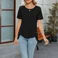 thumbnail image 7 of Ltctricy Women's Tops Trendy Lace Short Sleeve Crew Neck Asymmetrical Hem T Shirts Casual Tunic Blouses, 7 of 7