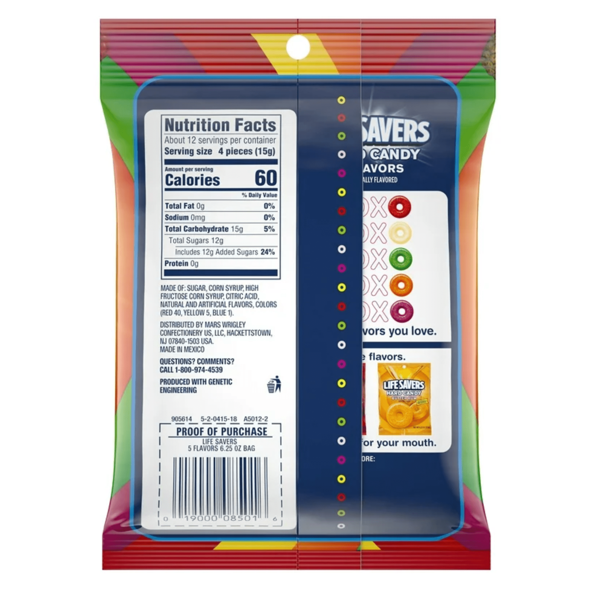 LIFE SAVERS 5 FLAVORS Bag 6.25 Ounce Fresh Individually Wrapped (Pack of 12 BOXED CASE) Great For Convenience Stores Retailers Or Just Stock Up.