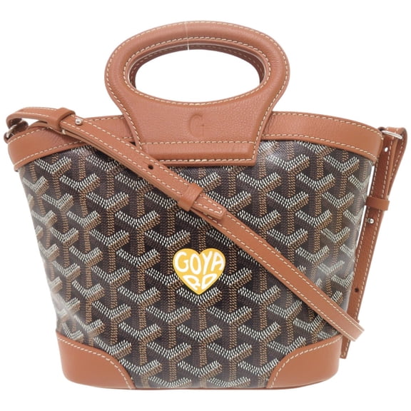 Pre-Owned Goyard 2-Way Beluga Mini Leather Shoulder Bag/Handbag (Black/Brown) 1039GOYARD