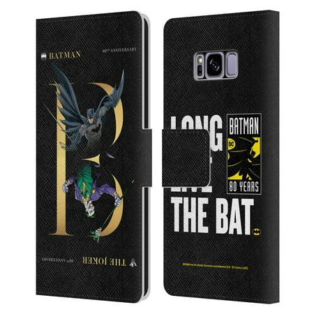 Head Case Designs Officially Licensed Batman DC Comics 80th Anniversary Joker Rivalry Leather Book Wallet Case Cover Compatible with Samsung Galaxy S8