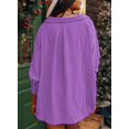 thumbnail image 2 of Top Dokotoo para mujer, moda primaveral, cuello en V, manga 3/4, color morado, 2 of 4