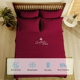 thumbnail image 4 of Couture Charm Hotel Luxury 600-TC Combed Cotton Twin-XL Size 4-Pcs Sheet Set Fits Upto 14-18" Deep Pocket (Solid, Burgundy), 4 of 4