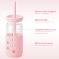 thumbnail image 3 of Mrsdry Drinking Glasses Set of 4, 16oz Glass Cups with Lids and Straws as Coffee Bar Accessories, Iced Coffee Cup Reusable for Gifts, Home Essential, 3 of 9