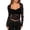 Black, variant on Women's Square Neck Long Sleeve Sheer Lace Corset Top Fitted Cropped Casual Blouse,XL