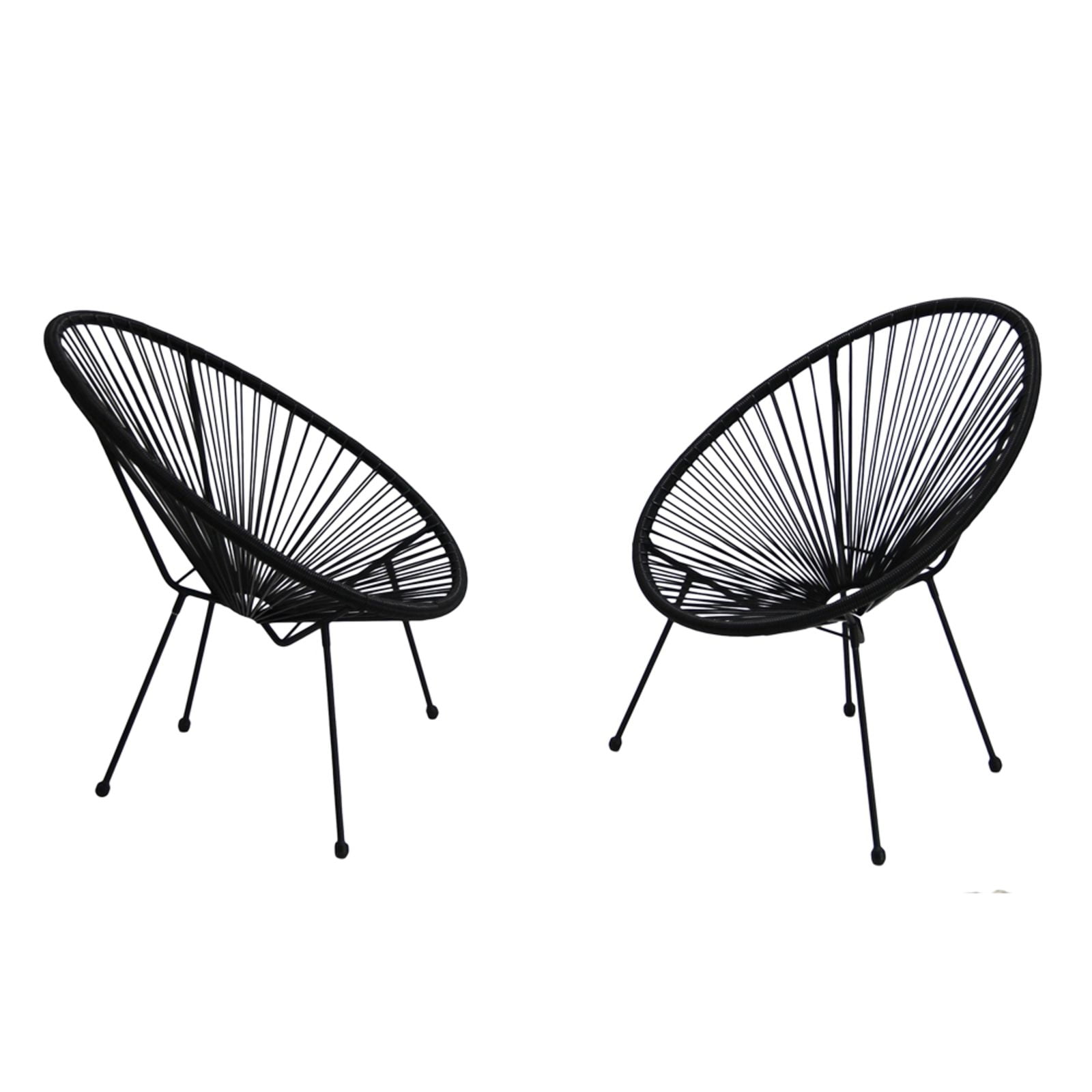 Acapulco Woven Basket Lounge Chair Black Set of 2 