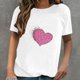 thumbnail image 2 of Camiseta de manga corta informal con estampado de amor para mujer Pompotops  hkajfhjk458836, 2 of 4