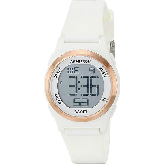 Armitron Sport Women's Quartz Sport Watch with Resin Strap, White, 14 (Model: 45/7102WRG)