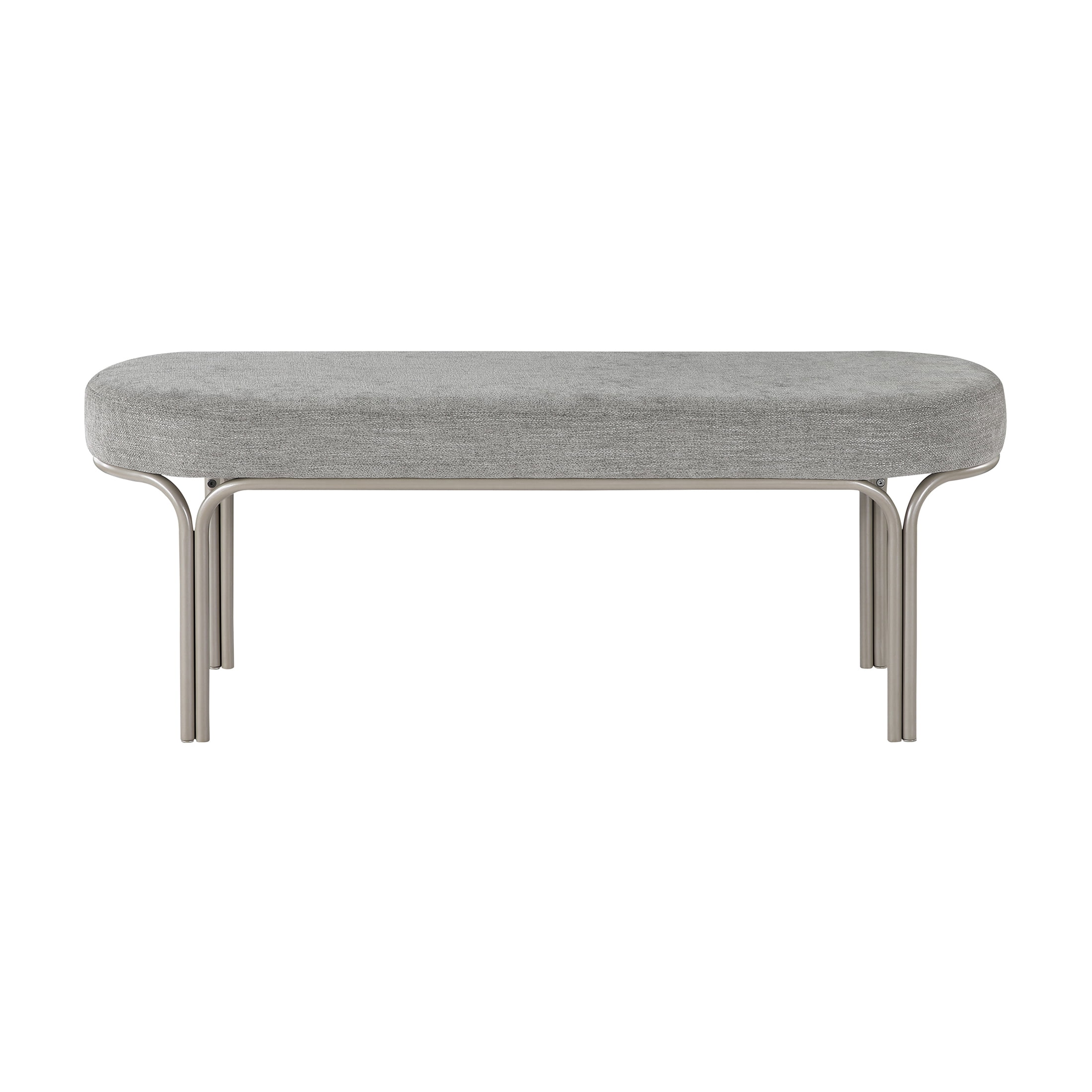 OakvillePark Lunarow Metal Frame Chenille Bench, Gray