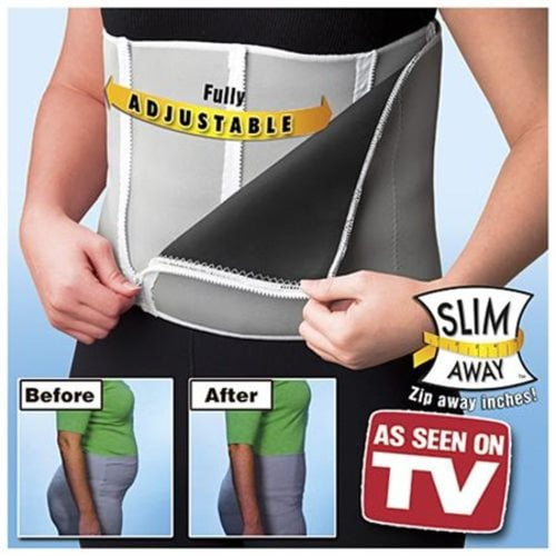 Telebrands -Slim Away Slimming Belt Waist Trimmer Five Zipper Evapowrap  Fabric Fit 30-50 - Grey 