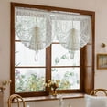thumbnail image 5 of Faty-T Farmhouse Sheer Kitchen Curtains 47 inches Long 1 Panel, Rod Pocket Floral Embroidered Tie Up Cafe Curtain for Bedroom Living Room Bathroom Small Windows, 5 of 7