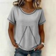 thumbnail image 6 of WHEANG 2026 Trendy Summer Tops for Women Short Sleeve Collarless Button Down Shirt Breathable Linen Crop Blouse for Women Lightweight Casual Beach Vacation Outfit Tops(Color Gray Size 2XL), 6 of 6