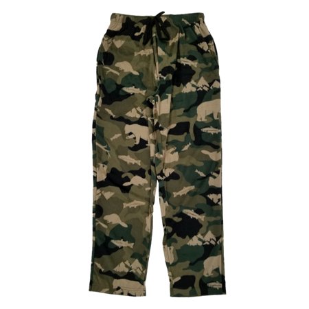 Mens Camo Wildlife Microfleece Sleep Pants Lounge Pants Pajama Bottoms ...