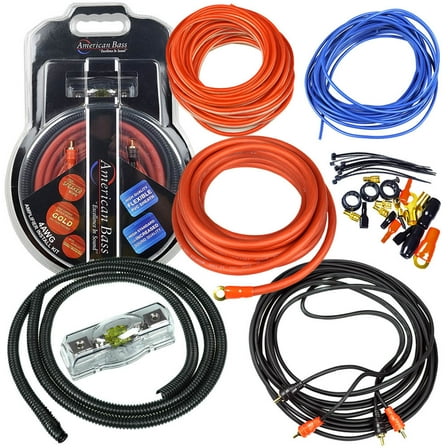 American Bass 4 Gauge Amplifier Wiring Kit with Mini ANL Fuse