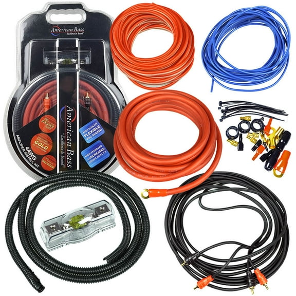 American Bass 4 Gauge Amplifier Wiring Kit with Mini ANL Fuse