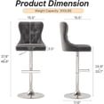 thumbnail image 3 of Westice Velvet Swivel Bar Stools Set of 4 with Tufted Back & Steel Base, Gray, 3 of 9