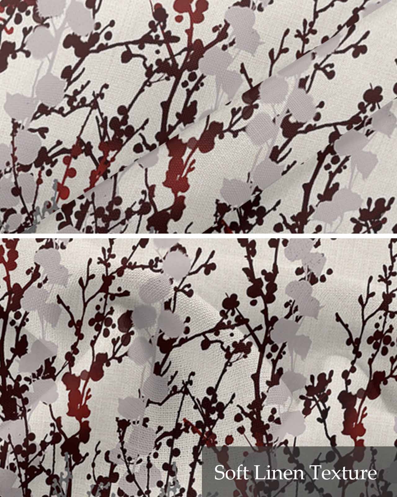 Black Brown Branches Linen Curtain Valance for Bedroom/Bathroom/Kitchen/Office/Living/Dining Room Window,Watercolor Botanical Abstract Art Rustic Rod Pocket Topper Decorative Cafe Drapes Panel 60x18