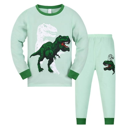 Kogui Kids Pjs Boys Long Sleeve PJ Set - Breathable & Lightweight Fabric Size 7-8 Years (Green 7-8 Years)