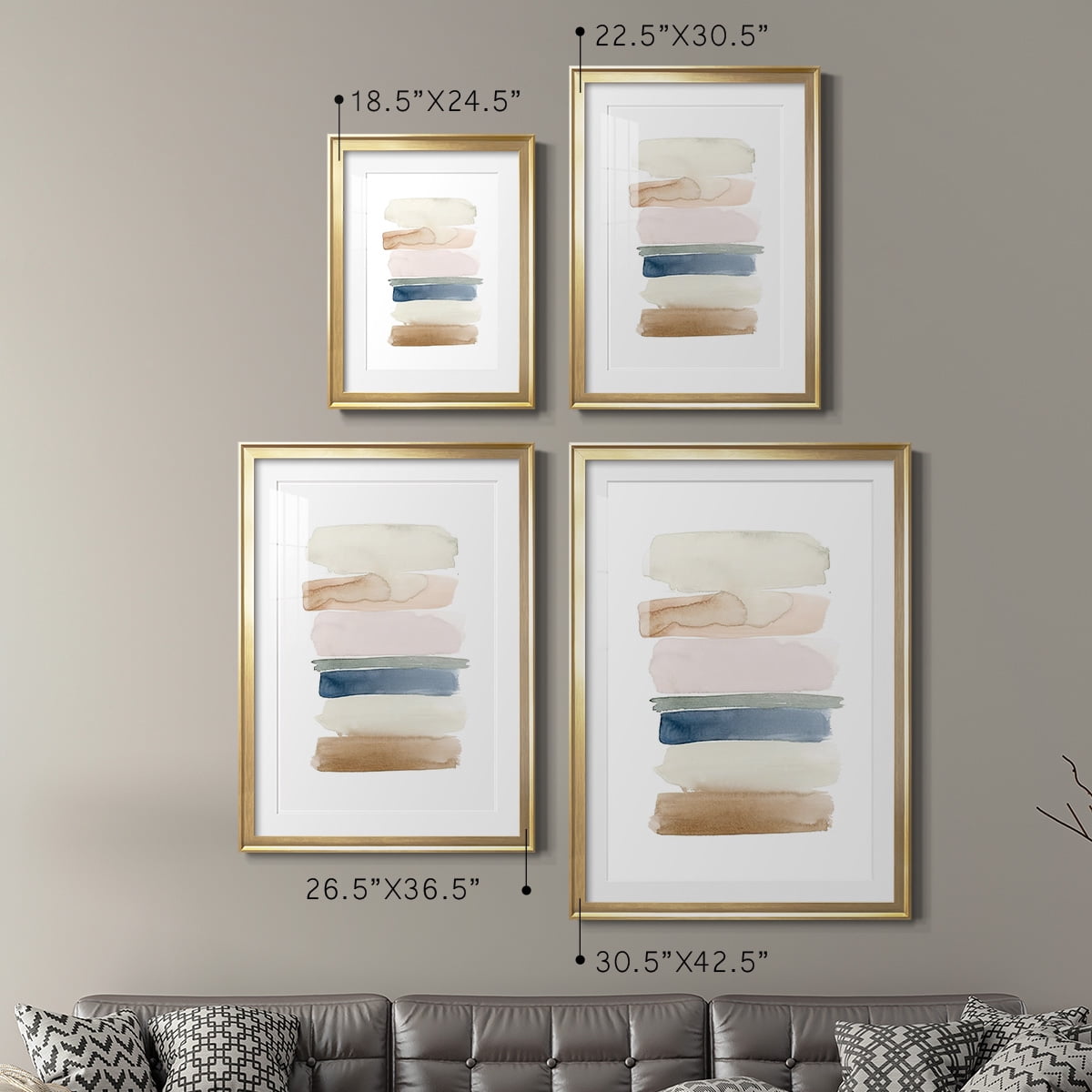 Wexford Home Faint Swatches I Premium Framed Print, 18.5" x 24.5" - Ready to Hang, Gold (Set of 2)