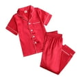 thumbnail image 3 of 9M-13T Girls Boys Silk Satin Pajamas Set All Seasons Kids Toddler Button-Down Long Sleeve and Short Sleeve Loungewear Sleepwear PJS, 3 of 10