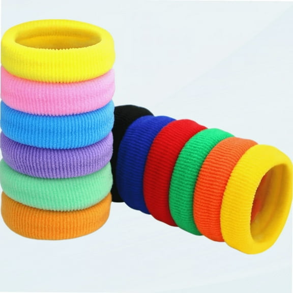 Large Stretch Thick Hair Ties for All Hair Types Terry Cloth Hair Ponies Elastics Ponytail Holders Knit Hair Scrunchies Hair Accessories for Women Girls Kids 12-Pack