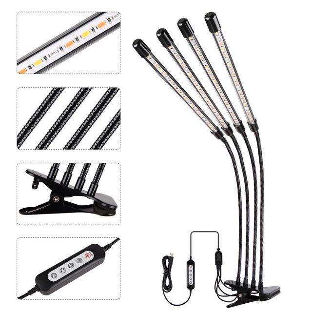Luces de cultivo para plantas de interior, luces de cultivo con clip con rojo azul y espectro completo para plantas de interior suculentas hidropónicas, regulable/cambio de color/función de sincroniz JAMW Sencillez